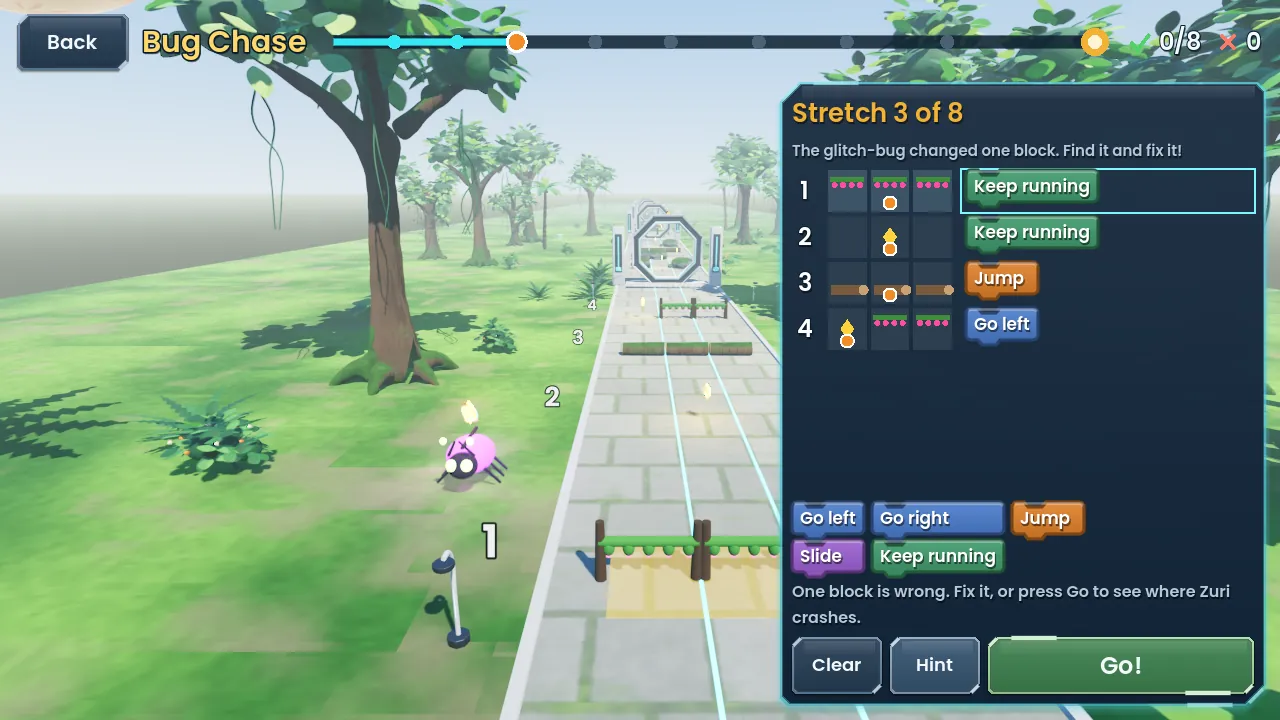 Bug Chase: a program with one wrong block